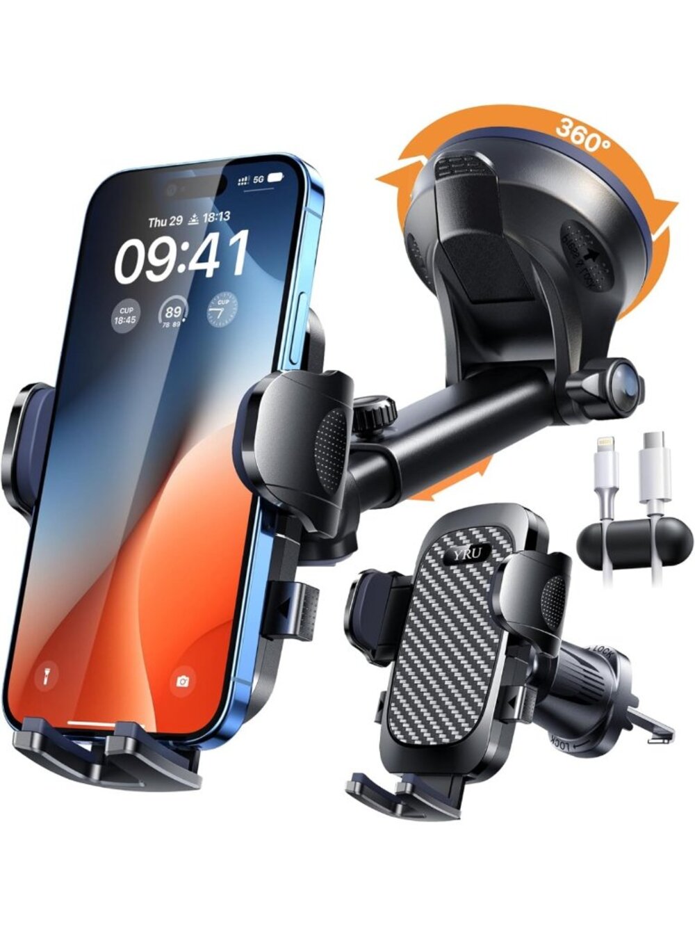360° Rotation Military-Grade Car Phone Holder - Ultimate Suction Mount for Safe